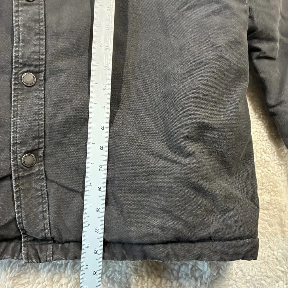 Dickies Work Jacket Mens 2XL XXL Black Canvas Hooded Quilted Lined Snap Button